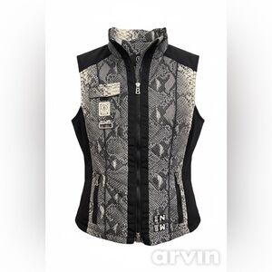 Bogner Luxury Women’s Monochrome Snakeskin Print Insulated Vest Size Small EUC